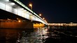 Departure from Blagoveshchensk bridge shined in night