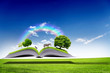 Open book with green nature world Open book with green nature world