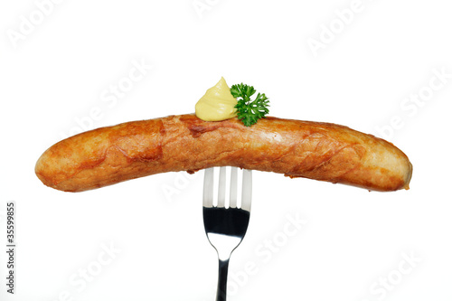 Foto: Bratwurst mit Senf Bratwurst mit Senf