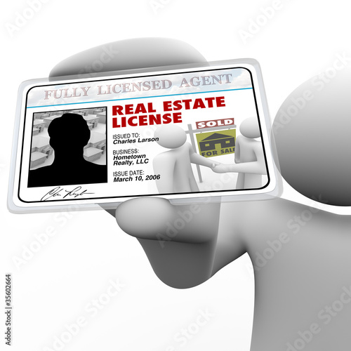 Illustration: Real Estate Agent Holding License Laminated Identification Card Real Estate Agent Holding License Laminated Identification Card