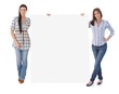 Attractive women holding blank sheet