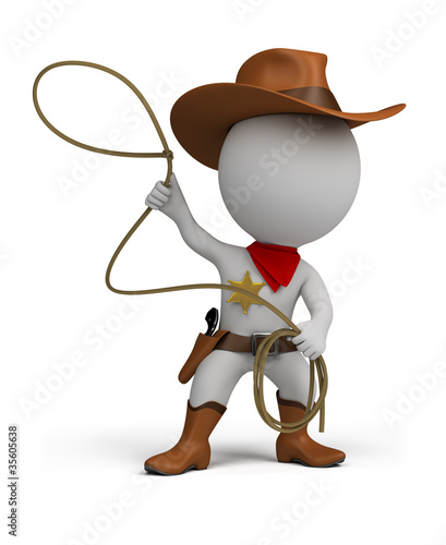 Illustration: 3d small people - cowboy 3d small people - cowboy