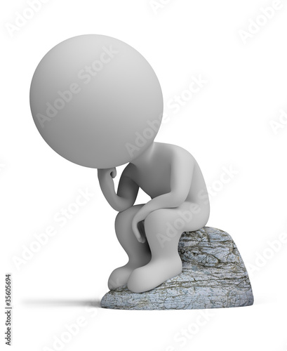 Illustration: 3d small people - thinker 3d small people - thinker