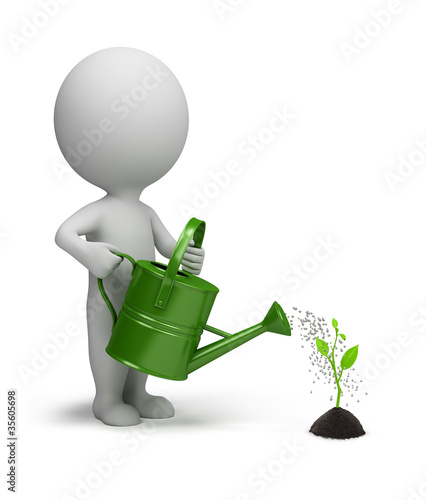 Illustration: 3d small people - watering of the germ 3d small people - watering of the germ