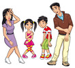Sick family. Vector cartoon and isolated characters.
