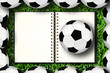 Notebook and soccer in framing Notebook and soccer in framing