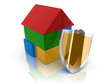 colorful toy house with shield symbol colorful toy house with shield symbol