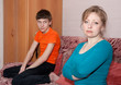 mother and son after quarrel at home