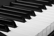 White and black keys. Close up of piano keyboard