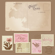 Vintage Postcard and Postage Stamps - for wedding design, invita Vintage Postcard and Postage Stamps - for wedding design, invita