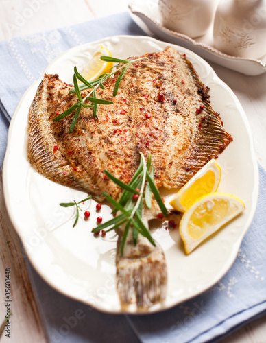 Photo: Rustic pan fried turbot with rosemary and lemon Rustic pan fried turbot with rosemary and lemon