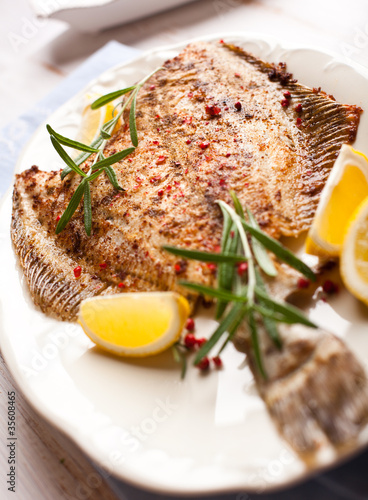 Photo: Rustic pan fried turbot with rosemary and lemon Rustic pan fried turbot with rosemary and lemon