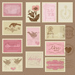 Photo en ligne au meilleur prix Retro Postage Stamps - for wedding design, invitation, congratul