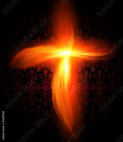 Vector: Abstract background with burning fire cross Abstract background with burning fire cross
