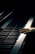 Piano music pianist hand playing.