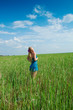 happy woman on green grass o
