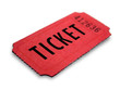 Red event ticket isolated on white Red event ticket isolated on white