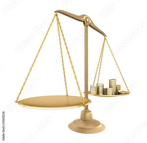 Illustration: Gold balance. Something equal with money, isolated Gold balance. Something equal with money, isolated