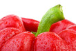 Sweet red bell pepper with waterdrops closeup Sweet red bell pepper with waterdrops closeup
