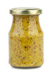 Glass jar with french mustard (Moutarde de Dijon)
