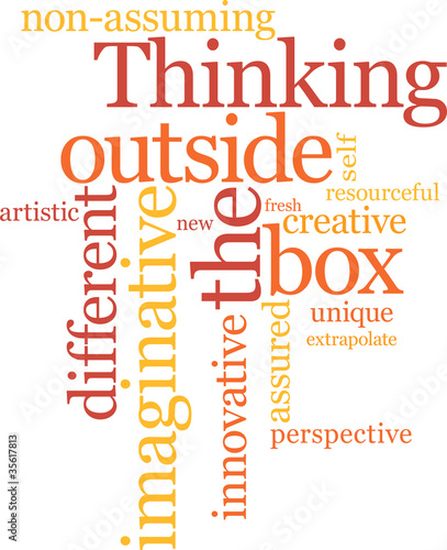 Vector: Thinking outside the box word cloud Thinking outside the box word cloud