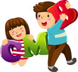 Kids with alphabet letters