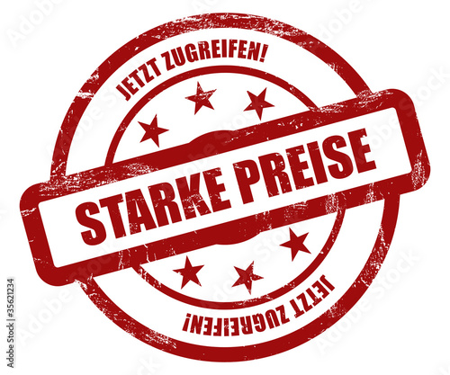 Illustration: Sternen Stempel rot rt STARKE PREISE Sternen Stempel rot rt STARKE PREISE