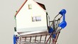 Toy house placed on top of little trolley turning around