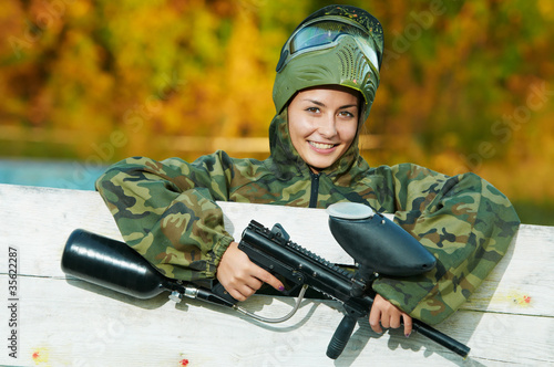 Photo: girl paintball player girl paintball player