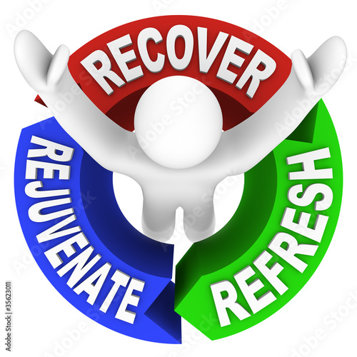 Illustration: Recover Rejuvenate Refresh Words Self Help Therapy Recover Rejuvenate Refresh Words Self Help Therapy