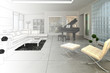 Loft with a piano (drawing)