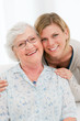 Happy young and old women