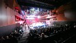 Boxing match is in illuminated hall