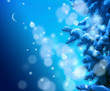 Christmas tree on  blue night sky background