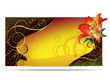 Colored background with lily and curly gold decoration Colored background with lily and curly gold decoration
