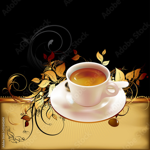 Vector: cup of coffee with ornate elements cup of coffee with ornate elements