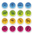 Collection of stickers with selected animals symbols/icons.