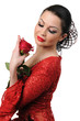 Flamenco style girl with a rose