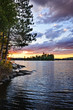 Dramatic sunset at lake