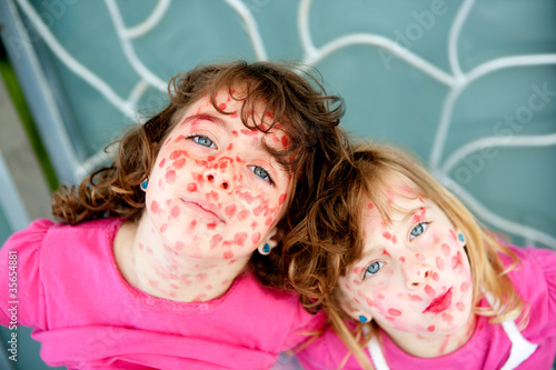 Photo: child girls mischief pretending lipstick measles child girls mischief pretending lipstick measles