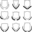 Vektor: Vector shields and laurel wreaths Vector shields and laurel wreaths
