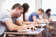 Handsome student writing an assignment