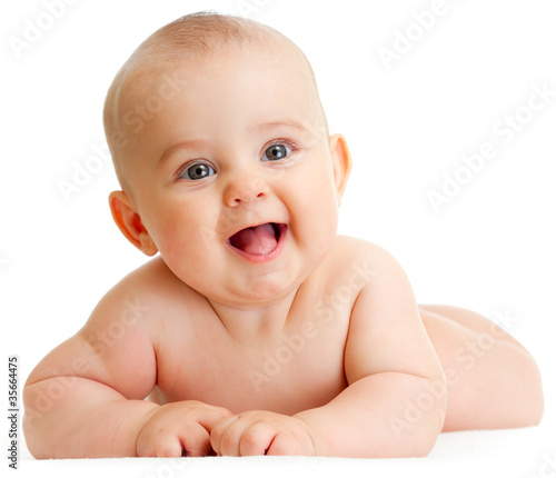 Photo: Adorable baby boy isolated Adorable baby boy isolated