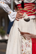 Sardinia, Italy: Redentore festival. Detail of a dress