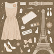 Paris fashion set. vector, no gradient