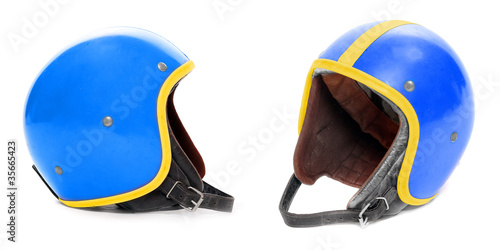Photo: Retro helmet on a white background. Retro helmet on a white background.