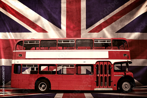 Photo: Grungy Photo of Red Bus Grungy Photo of Red Bus