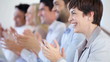 Video: Beautiful business woman with colleagues applauding Beautiful business woman with colleagues applauding