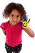 Photo: Little African Asian girl with painted hands Little African Asian girl with painted hands
