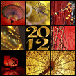 2012, collage Asie rouge et or 2012, collage Asie rouge et or